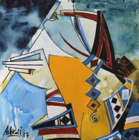 Ashkal, 12 x 12 Inch, Acrylic on Canvas, Abstract Painting, AC-ASH-317